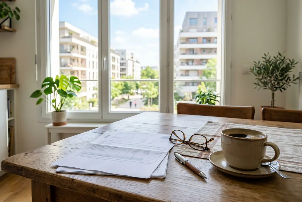 Avis d'impôt posé sur une table de cuisine
